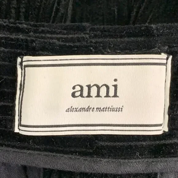 AMI by ALEXANDRE MATTIUSSI Size L Black Corduroy Cotton Button Fly Casual Pants